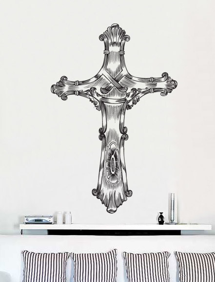 Vinyl Wall Decal Sticker Religious Christian Cross  